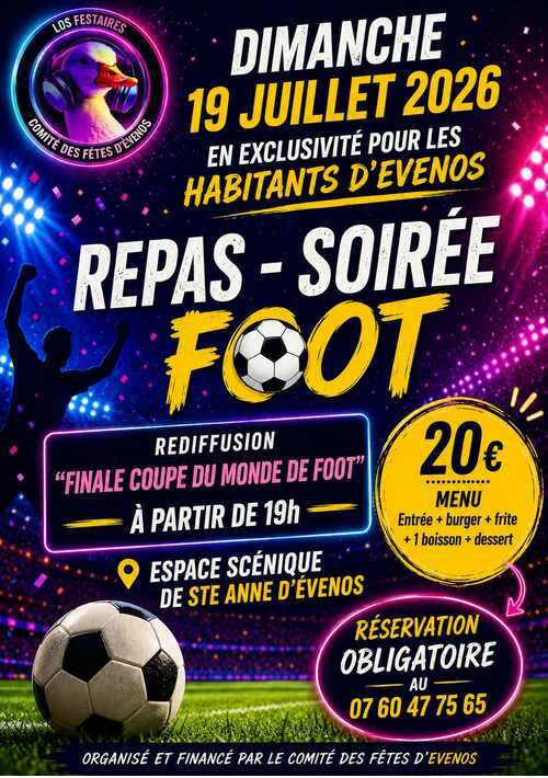 Repas + Rediffusion de la finale "Coupe du Monde de Foot "