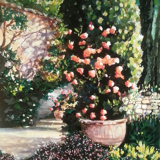 Jardin en Toscane, oeuvre de Nina Parra (Evenos) - 30 x 30 cm