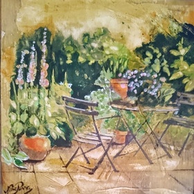 Petit jardin vert, oeuvre de Nina Parra (Evenos) 15 x 15 cm