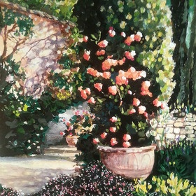 Jardin en Toscane, oeuvre de Nina Parra (Evenos) - 30 x 30 cm