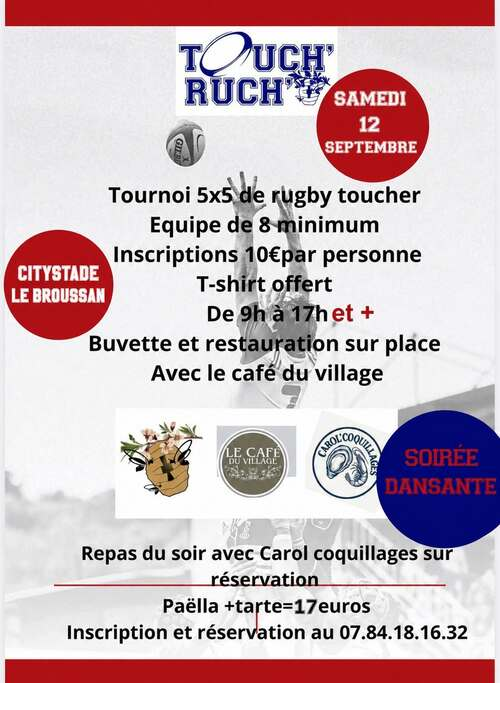 TOUCH' RUCH' : TOURNOI DE RUGBY ET SOIREE FESTIVE AU HAMEAU DU (…)