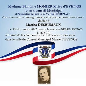 Cérémonie commémorative de l'anniversaire du décès de Martha DESRUMAUX