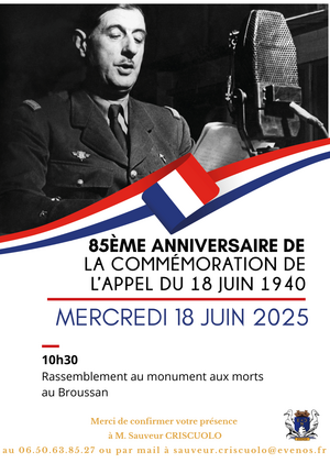 Cérémonie Commémorative de l'Appel du Général de Gaulle du 18 juin 1940