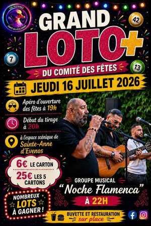 Le Comité Des Fêtes d'Evenos organise son grand loto + soirée Groupe (…)