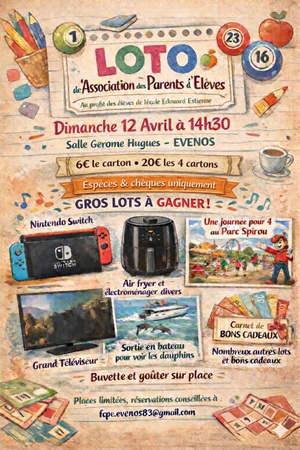 FCPE d'Evenos organise son "LOTO"
