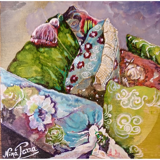 Coussins, oeuvre de Nina Parra (Evenos) - 15 x 15 cm