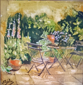Petit jardin vert, oeuvre de Nina Parra (Evenos) 15 x 15 cm