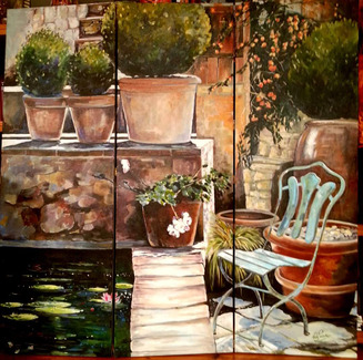 Paravent ou Triptyque Le Luberon, oeuvre de Nina Parra (Evenos) - 1,50 x 1,50 cm